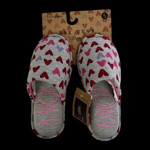 Rae Dunn Women's Slippers Gray Heart Print Amor Small 5/6 New With Tag